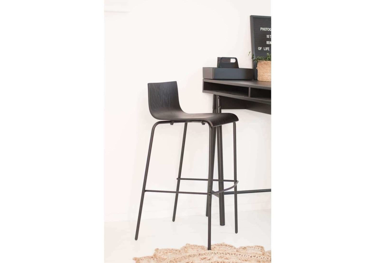 Tabouret de Bar Workliving - Chêne Noir 51 x 53 x 97 cm avec repose-pieds - 3001726 - Workliving