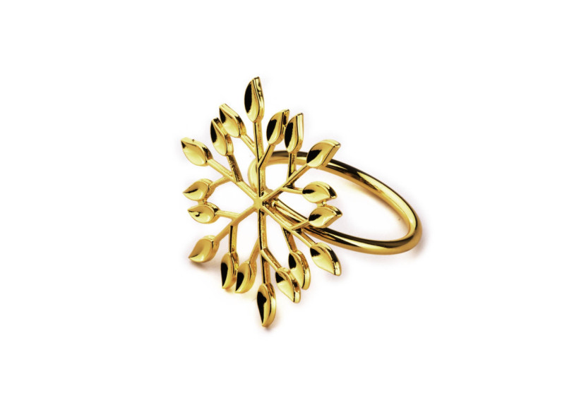 Porte-serviettes ADRIANNE - Modèle feuilles dorées 5 x 4 x 4 cm - HTE3325 - Mondex