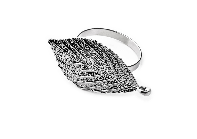 Porte-serviettes ADRIANNE - Modèle feuille argentée 4,5 x 7 x 4 cm - HTE3318 - Mondex