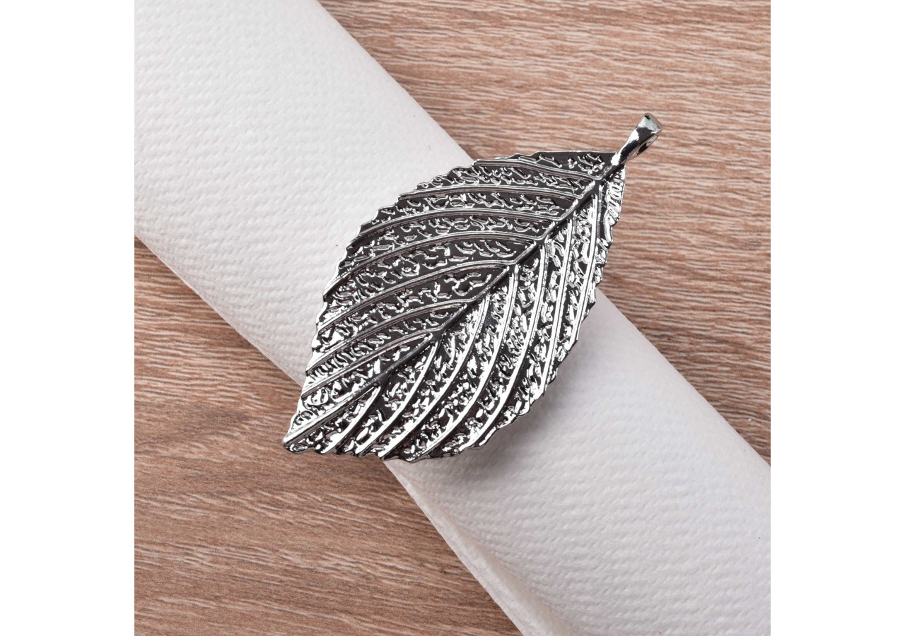Porte-serviettes ADRIANNE - Modèle feuille argentée 4,5 x 7 x 4 cm - HTE3318 - Mondex