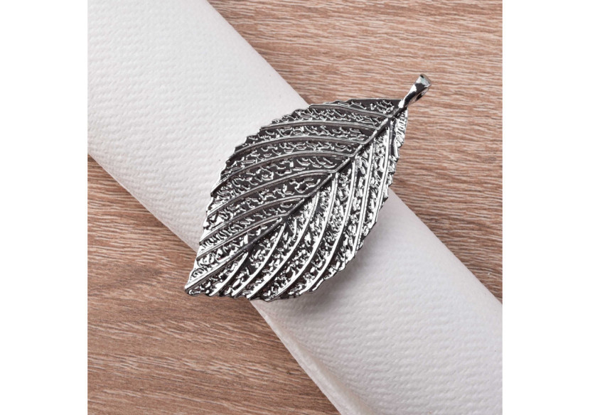 Porte-serviettes ADRIANNE - Modèle feuille argentée 4,5 x 7 x 4 cm - HTE3318 - Mondex