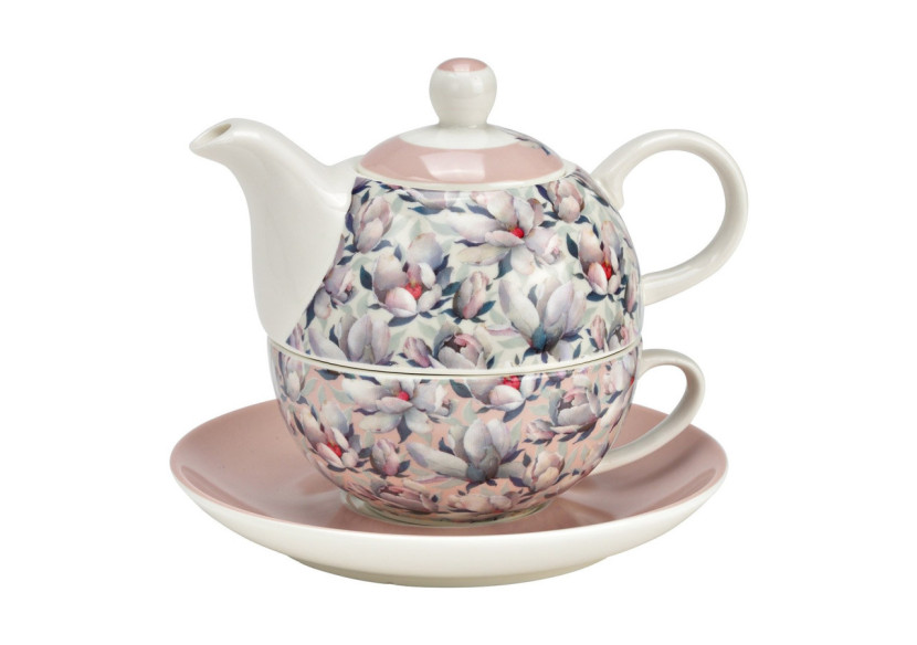 Ensemble de Théières Décor Magnolias - Porcelaine rose/rosa 15x16x15cm 400ml/250ml - 10042158 - WURM