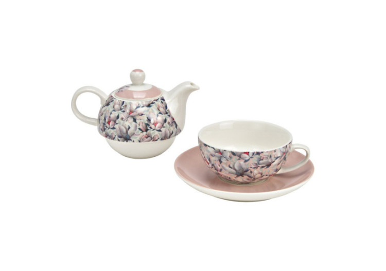 Ensemble de Théières Décor Magnolias - Porcelaine rose/rosa 15x16x15cm 400ml/250ml - 10042158 - WURM 2