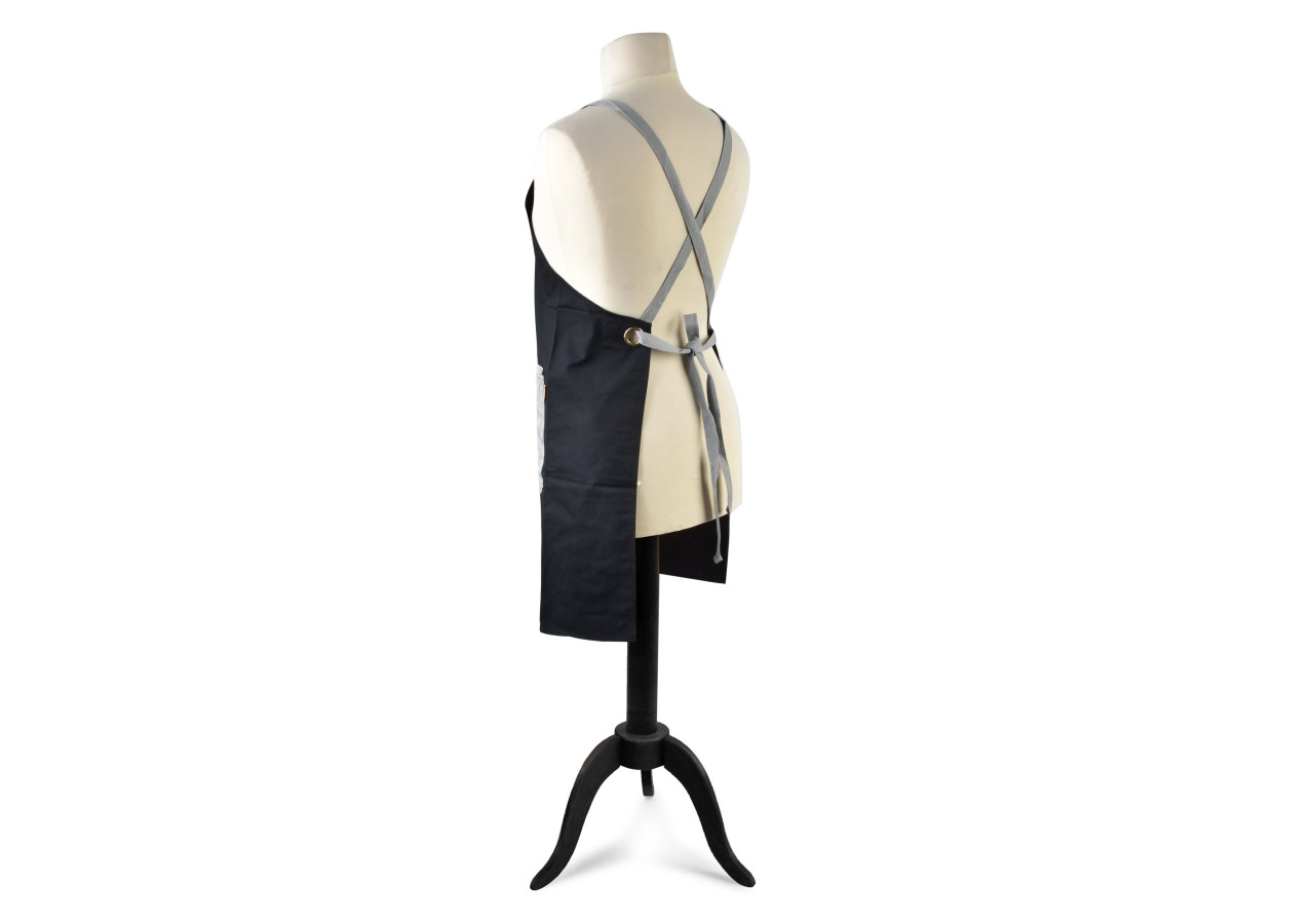 Tablier MATHILDE - 78x70cm en tissu haut de gamme noir - HTUA7339 - Allesken