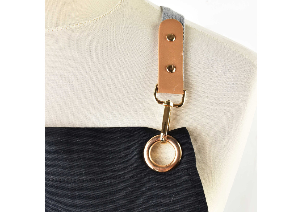 Tablier MATHILDE - 78x70cm en tissu haut de gamme noir - HTUA7339 - Allesken