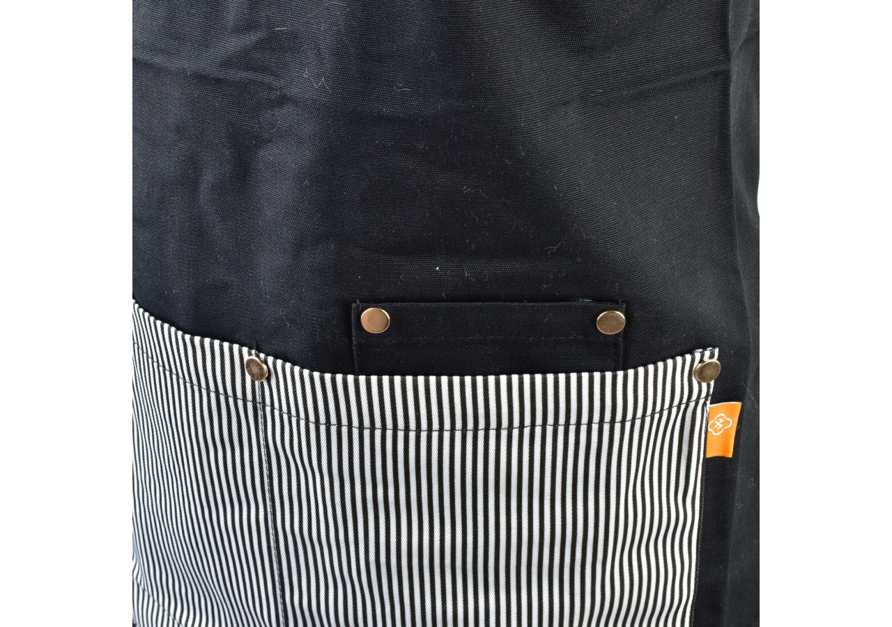 Tablier MATHILDE - 78x70cm en tissu haut de gamme noir - HTUA7339 - Allesken