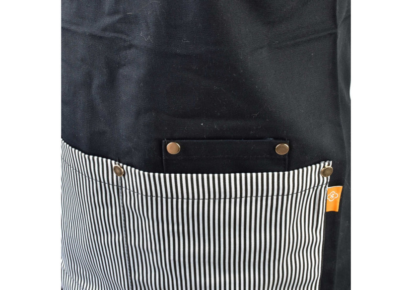 Tablier MATHILDE - 78x70cm en tissu haut de gamme noir - HTUA7339 - Allesken