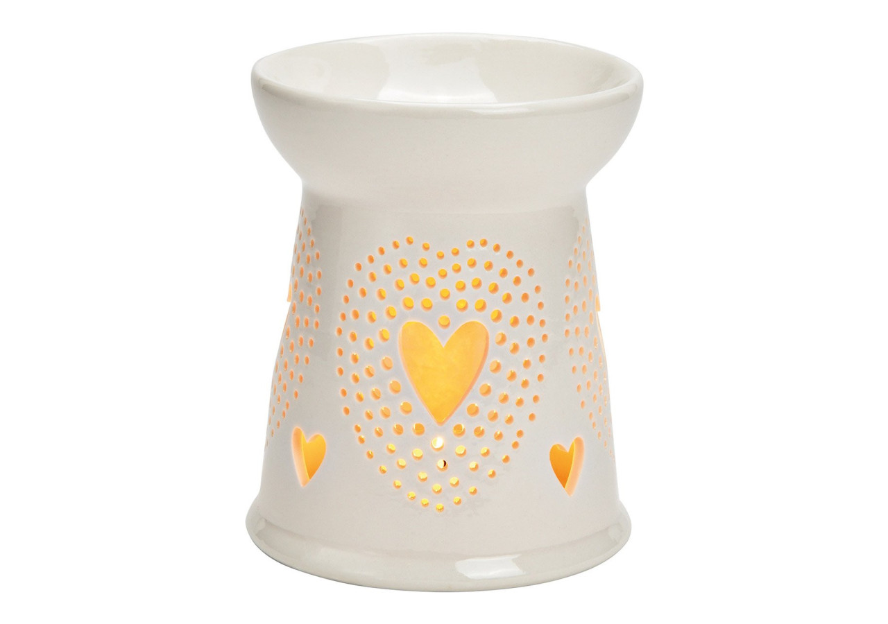 Lampe à parfum en forme de cœur - Porcelaine blanche, 10 x 12 x 10cm - 10035921 - WURM