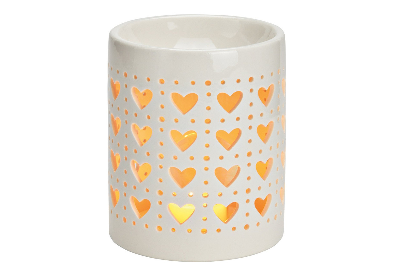 Lampe à parfum en forme de cœur - Porcelaine blanche, 10 x 13 x 10cm - 10035920 - WURM