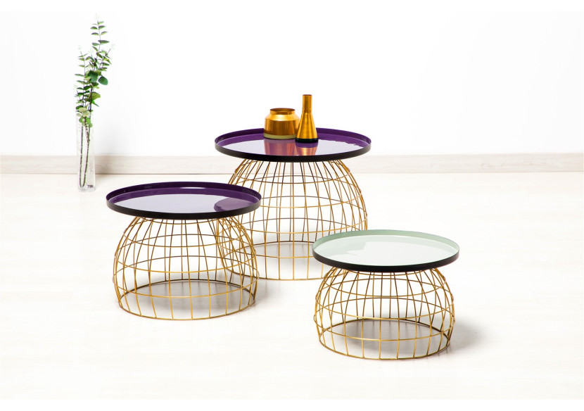 Set de tables d'appoint Laudatio 450 - Lila, Prune et Gris clair - Y1CXI - Kayoom