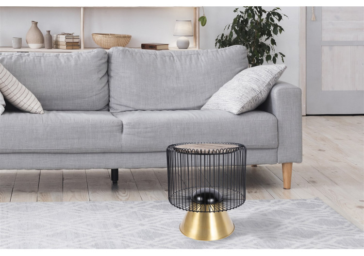 Table d'appoint MALIBU - Brun, noir et or, design élégant - UOHXV-BRW - Kayoom 2