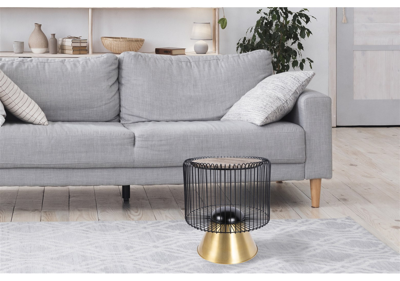 Table d'appoint MALIBU - Brun, noir et or, design élégant - UOHXV-BRW - Kayoom