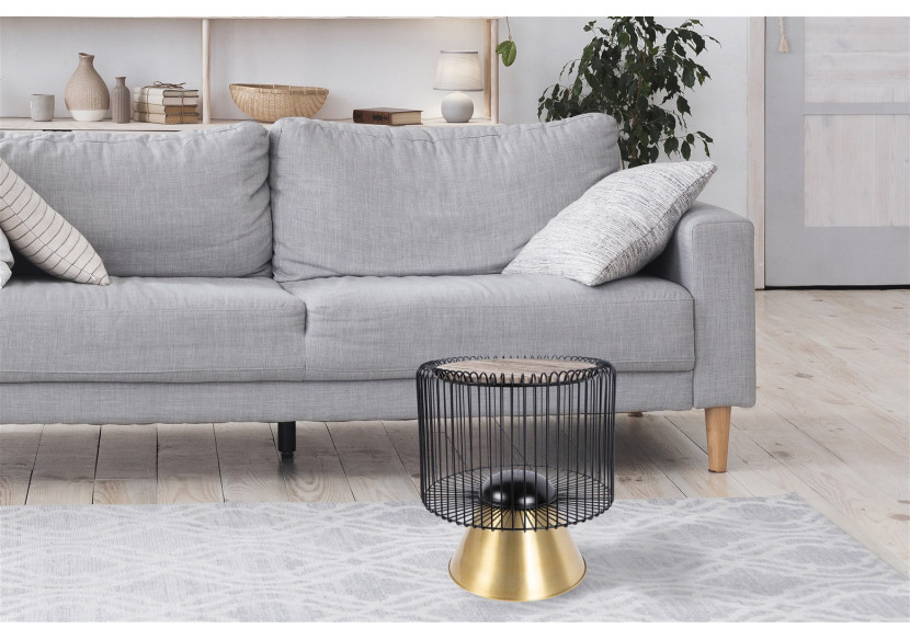 Table d'appoint MALIBU - Brun, noir et or, design élégant - UOHXV-BRW - Kayoom