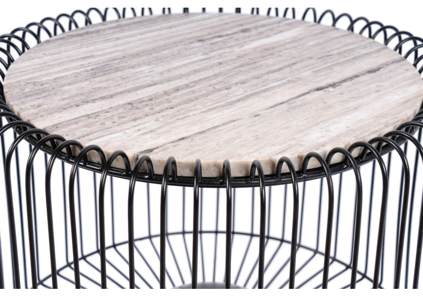 Table d'appoint MALIBU - Brun, noir et or, design élégant - UOHXV-BRW - Kayoom