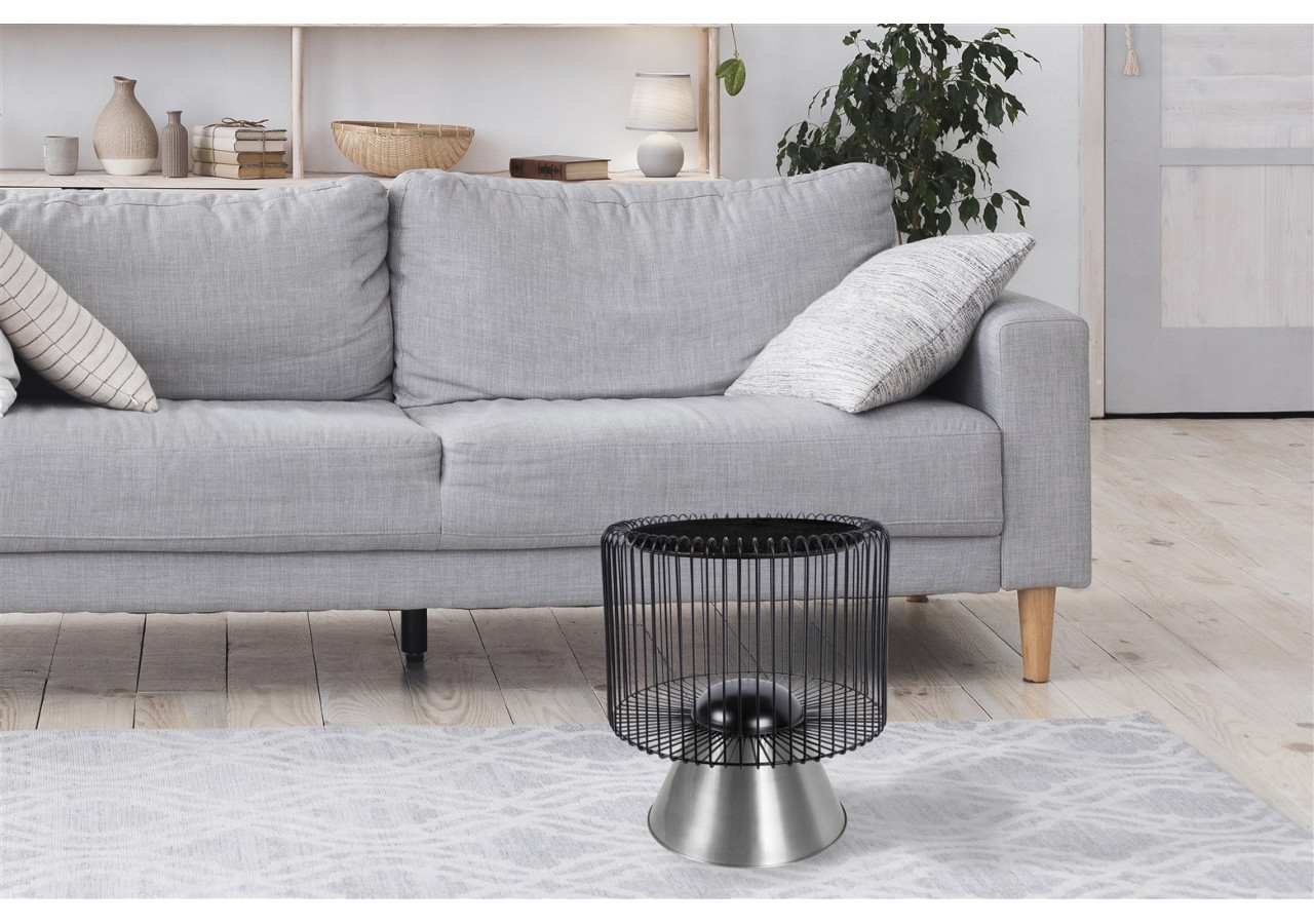 Table d'appoint MALIBU - Noir et argent, design élégant - UOHXV-BLK - Kayoom