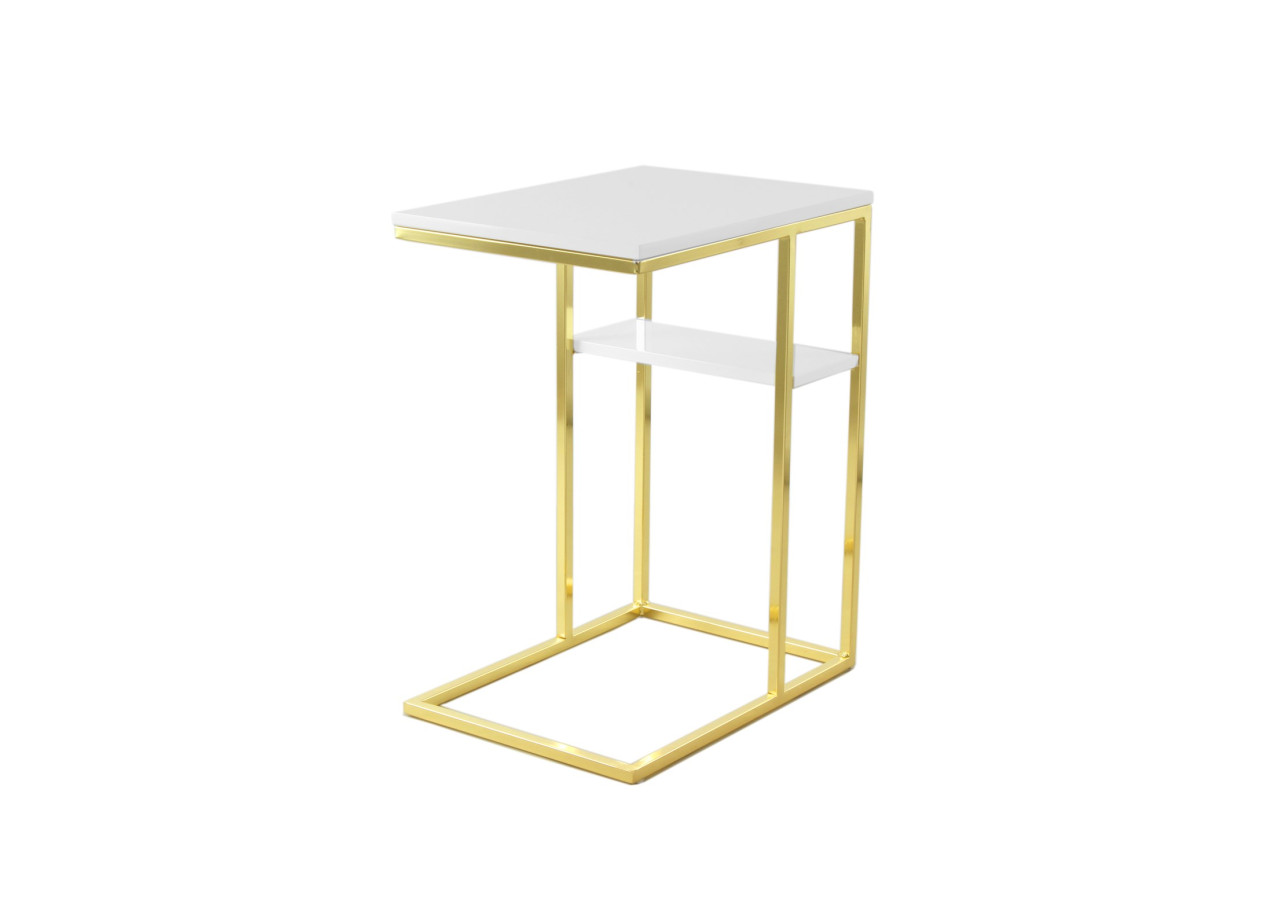 Table d'appoint Lucilla 200 - Blanc et or 35 x 48 x 62 cm - 7SR5F-GLD - Kayoom