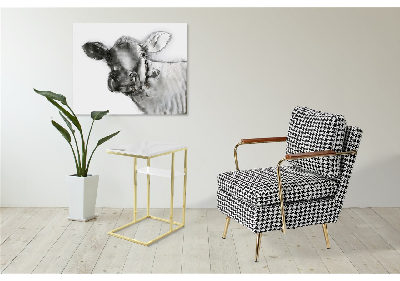 Table d'appoint Lucilla 200 - Blanc et or 35 x 48 x 62 cm - 7SR5F-GLD - Kayoom