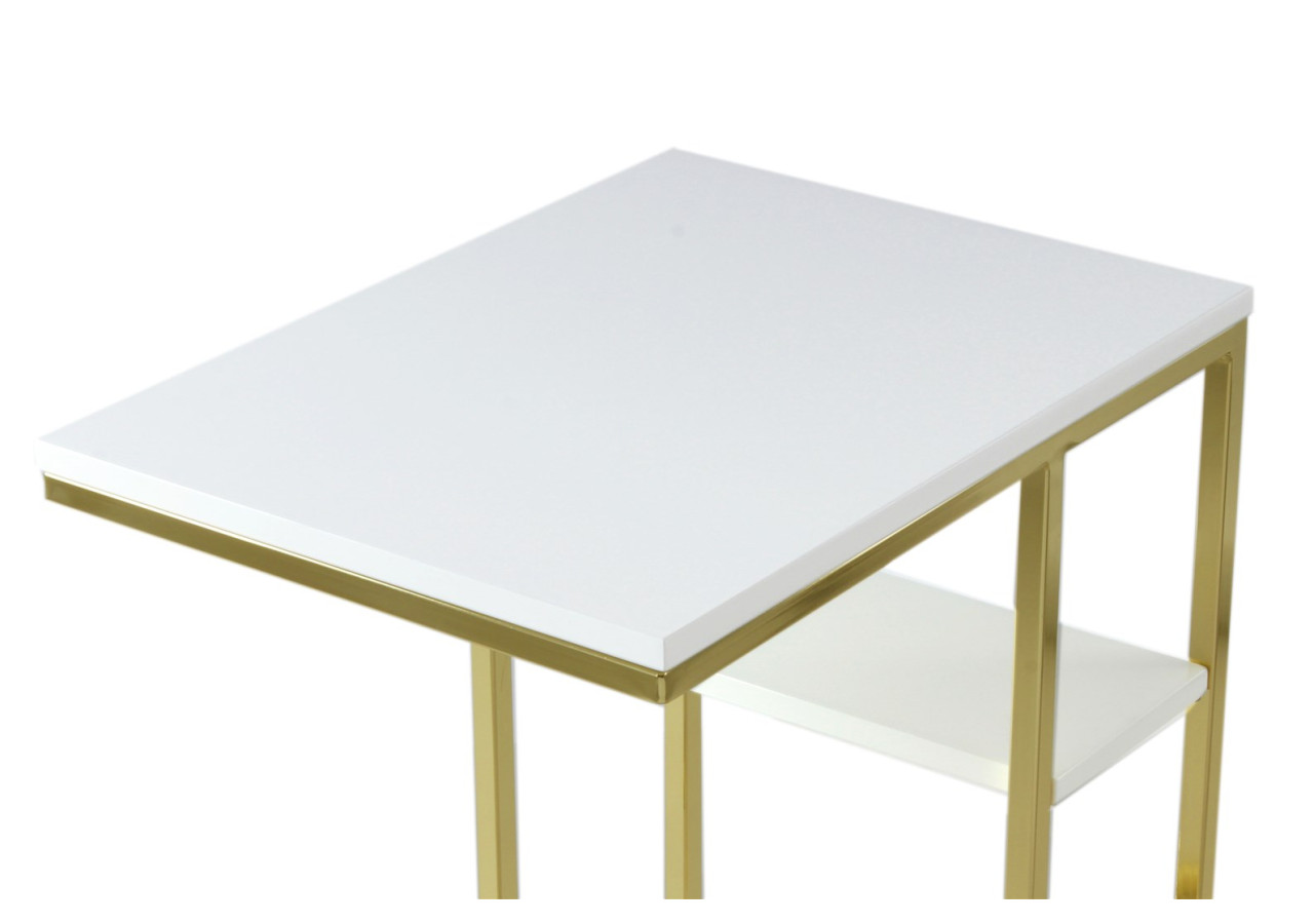Table d'appoint Lucilla 200 - Blanc et or 35 x 48 x 62 cm - 7SR5F-GLD - Kayoom