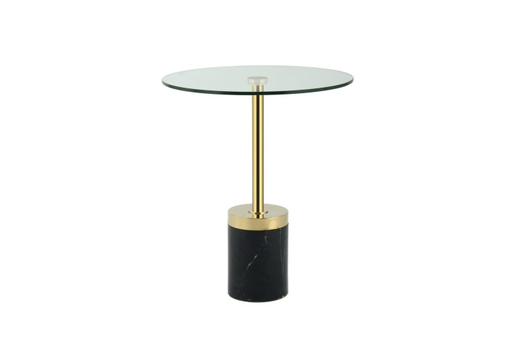 Table d'Appoint Lana 100 - Or et Noir avec Plateau en Verre - 13FZN-GLD-BLK - Kayoom