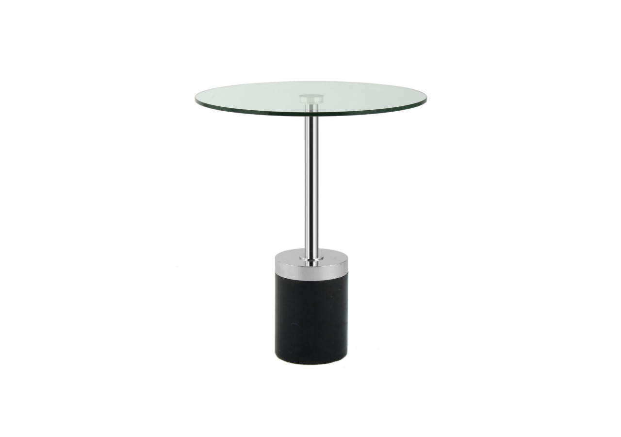 Table d'appoint Lana - Verre et piètement en marbre noir - 13FZN-SIV-BLK - Kayoom