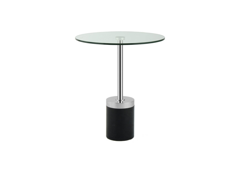 Table d'appoint Lana - Verre et piètement en marbre noir - 13FZN-SIV-BLK - Kayoom