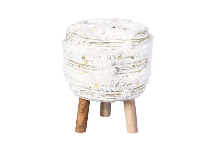 Hocker Bohist - Style Boho Crème et Khaki - C44ZG-CRE-KAK - me gusta