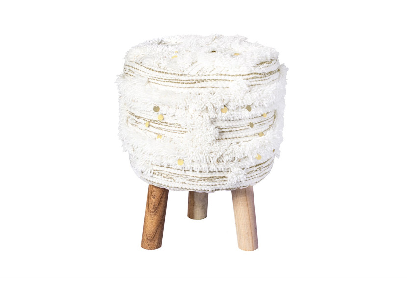 Hocker Bohist - Style Boho Crème et Khaki - C44ZG-CRE-KAK - me gusta