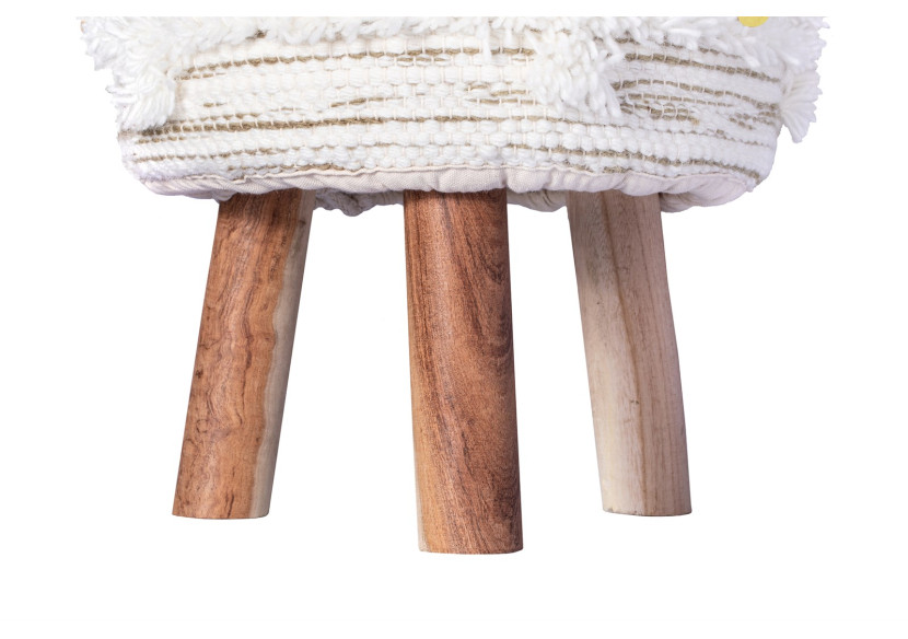 Hocker Bohist - Style Boho Crème et Khaki - C44ZG-CRE-KAK - me gusta