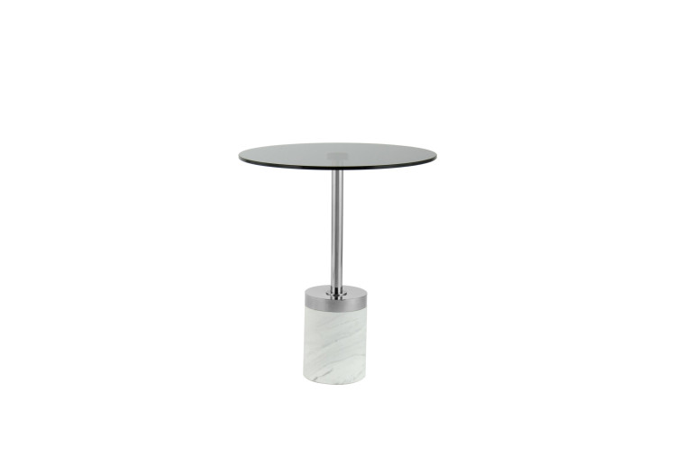 Table d'appoint Lana 100 - Verre et finition marbre blanc, 42 cm - 13FZN-GPH-WHT - Kayoom
