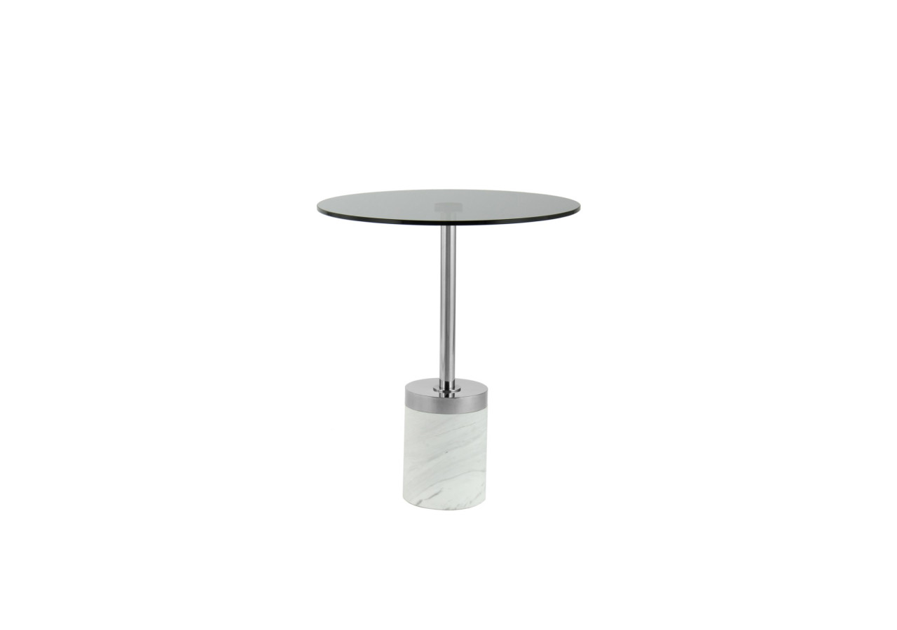 Table d'appoint Lana 100 - Verre et finition marbre blanc, 42 cm - 13FZN-GPH-WHT - Kayoom