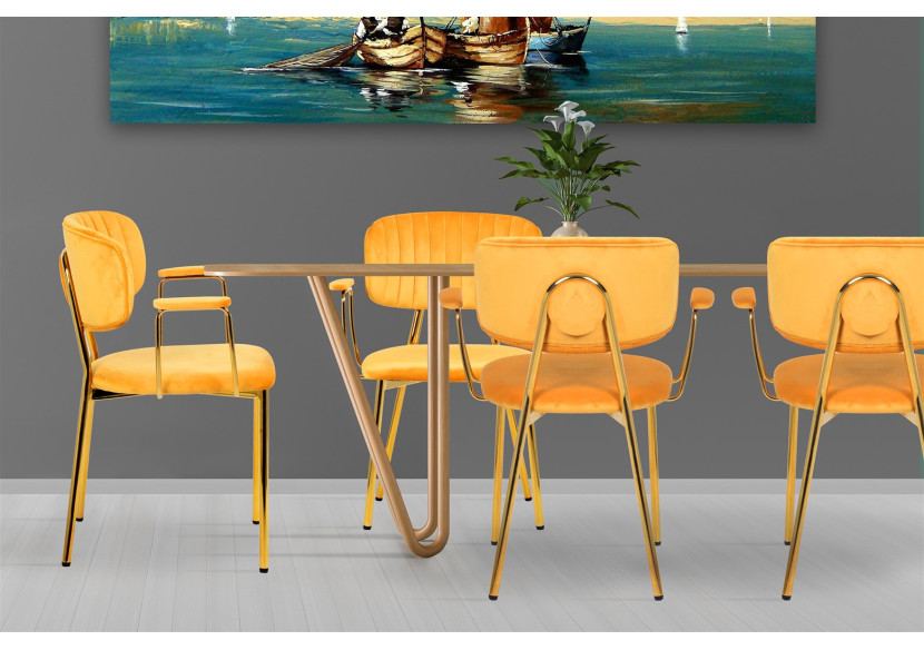 Chaise Kian - Set de 2 en velours orange clair - JT27M-LORA - Kayoom Chaise Kian - Set de 2 en velours orange clair - JT27M-LORA - Kayoom