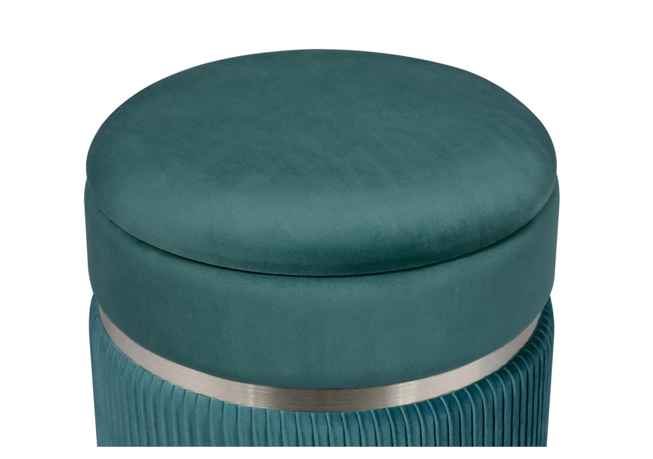 Hocker Zora 300 - Set de 2 Hockers avec rangement en velours bleu pétrole - J8P8Z-PTR - Kayoom