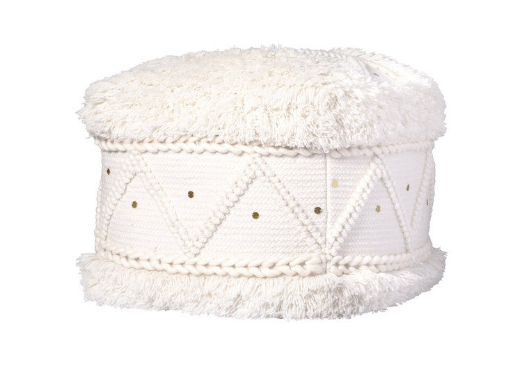 Pouf Bohist 500 - Crème 50cm x 50cm avec Franges - K2IG8-50-50 - me gusta