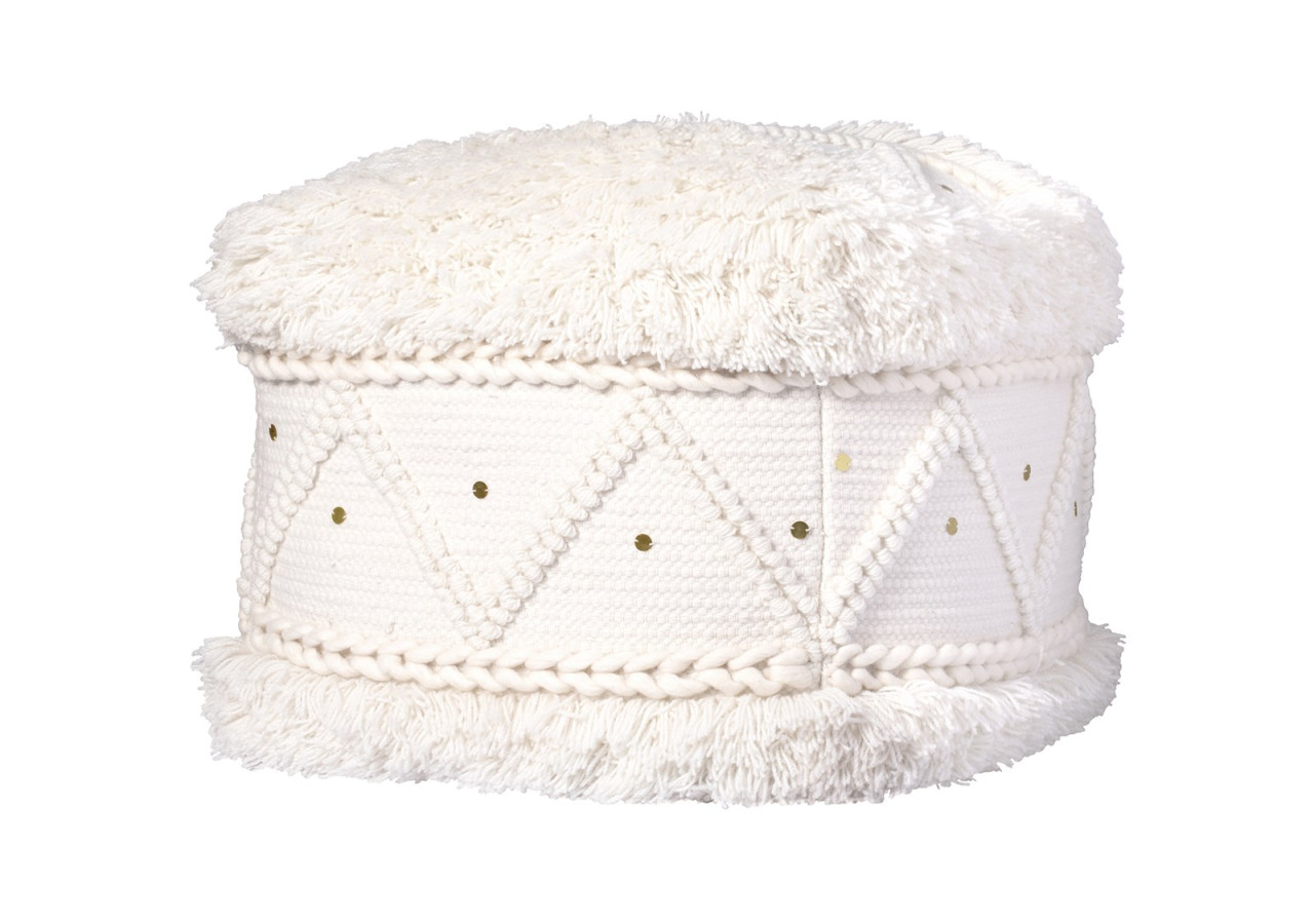 Pouf Bohist 500 - Crème 50cm x 50cm avec Franges - K2IG8-50-50 - me gusta