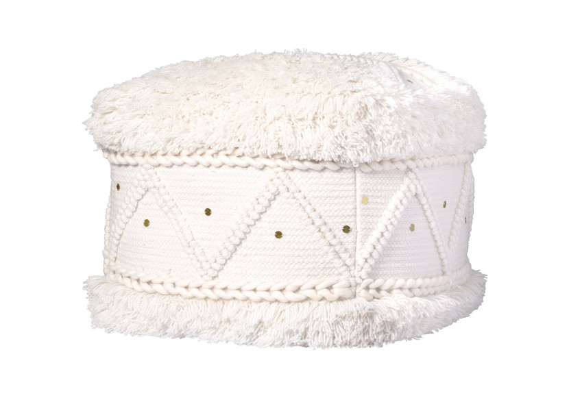 Pouf Bohist 500 - Crème 50cm x 50cm avec Franges - K2IG8-50-50 - me gusta