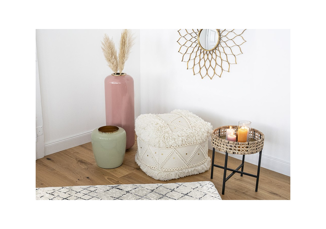 Pouf Bohist 500 - Crème 50cm x 50cm avec Franges - K2IG8-50-50 - me gusta