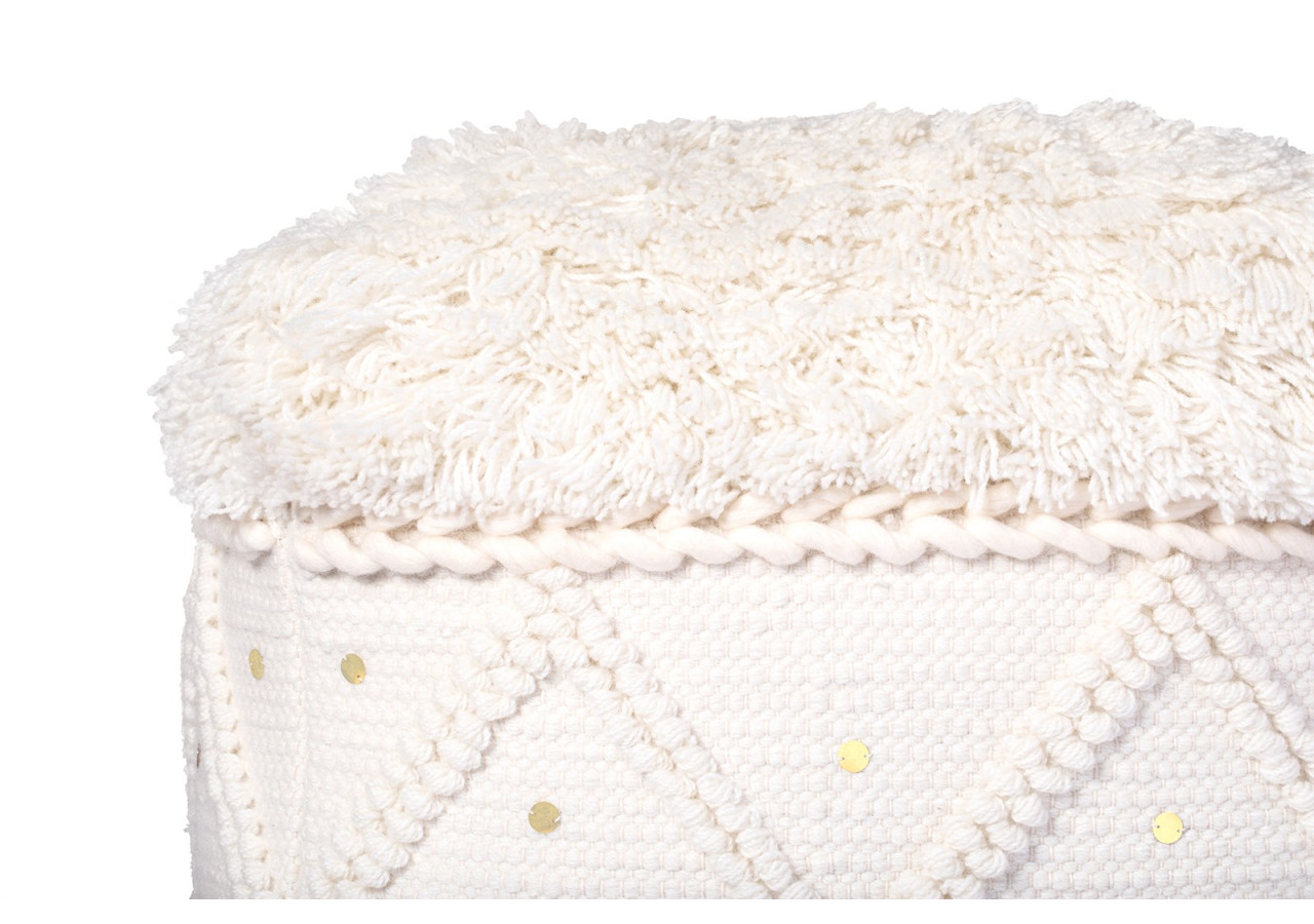 Pouf Bohist 500 - Crème 50cm x 50cm avec Franges - K2IG8-50-50 - me gusta