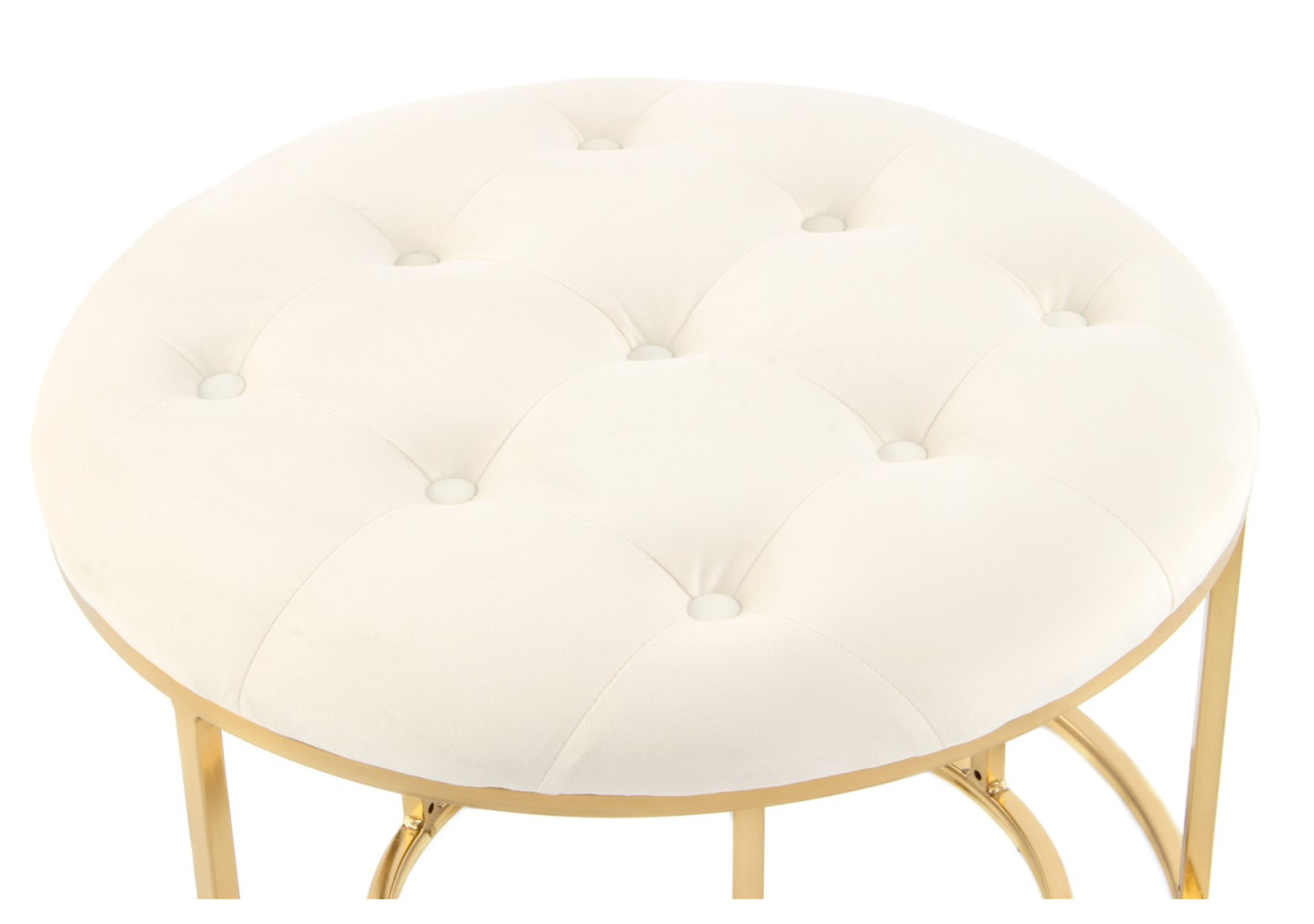 Housse de Hocker Becky 800 - Set de 2, Ivoire et Or, Style Rétro - UFGRD-IVY - Kayoom