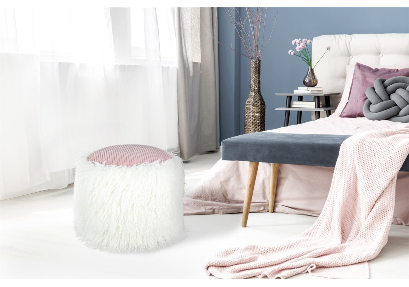 Pouf FELLPOUF BOBTAIL - Siège en fausse fourrure 45 x 38 cm - 5BQ5J - Kayoom