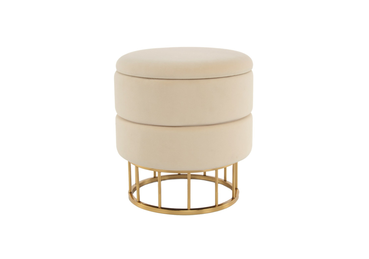 Hocker Zero 500 - Écru et or avec rangement pratique - DFLRA - Kayoom