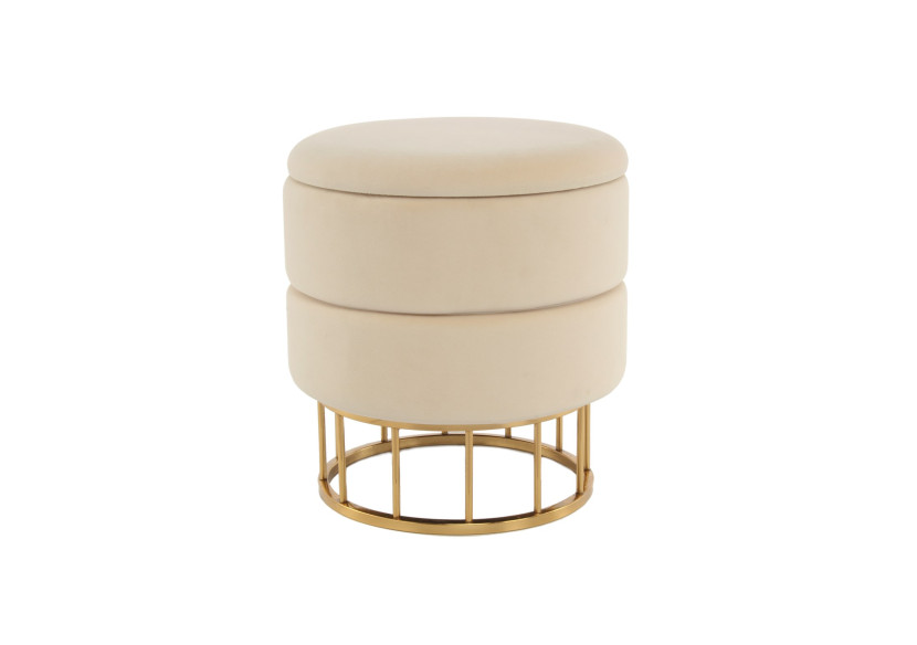 Hocker Zero 500 - Écru et or avec rangement pratique - DFLRA - Kayoom Hocker Zero 500 - Écru et or avec rangement pratique - DFLRA - Kayoom