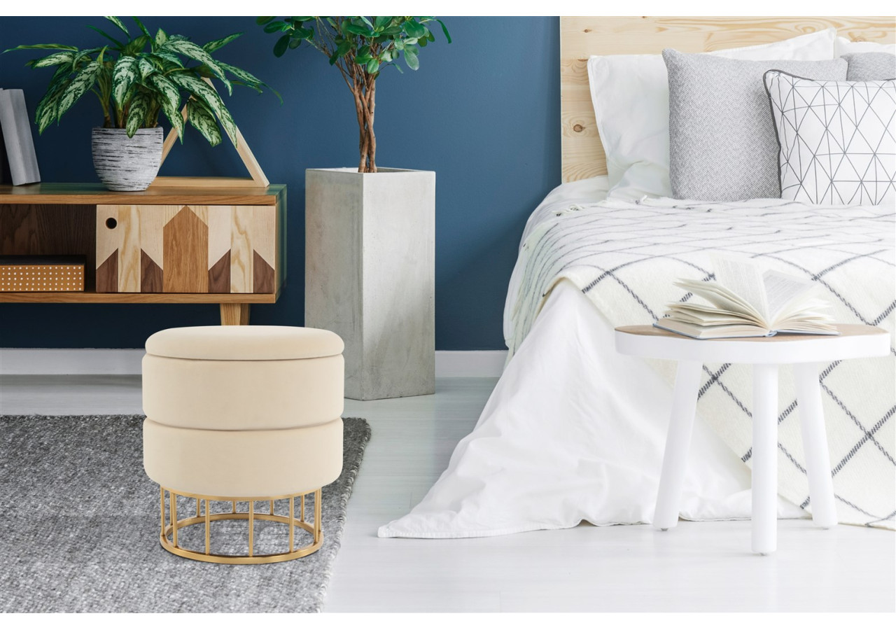 Hocker Zero 500 - Écru et or avec rangement pratique - DFLRA - Kayoom