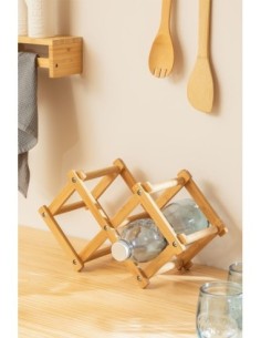 Casier à bouteilles pliable pour 3 bouteilles en bambou Pascal
