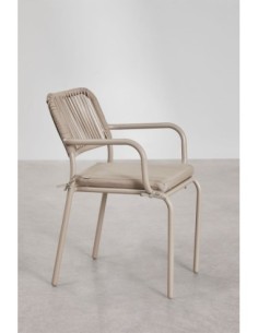 Chaise de salle à manger empilable avec accoudoirs en aluminium et corde tressée Arhiza 2