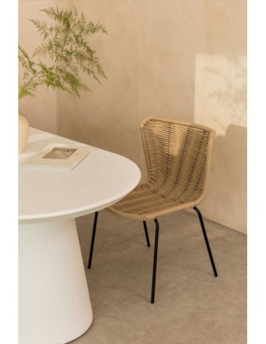 Chaise de salle à manger empilable en fer et corde tressée Keiller