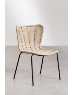 Chaise de salle à manger empilable en fer et corde tressée Keiller 2