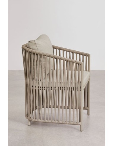 Chaise de salle à manger avec accoudoirs en aluminium et corde tressée Sophie