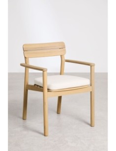 Chaise de salle à manger avec accoudoirs en bois d'acacia Saira