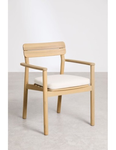 Chaise de salle à manger avec accoudoirs en bois d'acacia Saira
