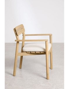 Chaise de salle à manger avec accoudoirs en bois d'acacia Saira 2